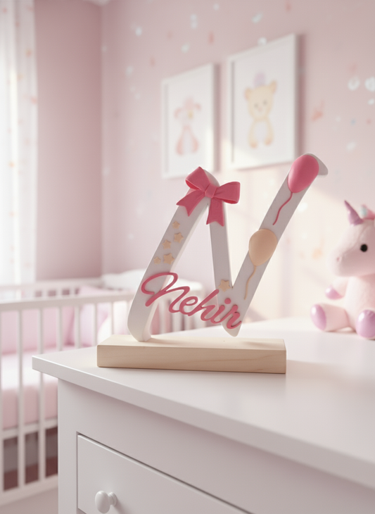 Kişiselleştirabilir İsimli Baş Harf Dekorasyonu - Özel Yapım Bebek ve Çocuk Odası Süsü