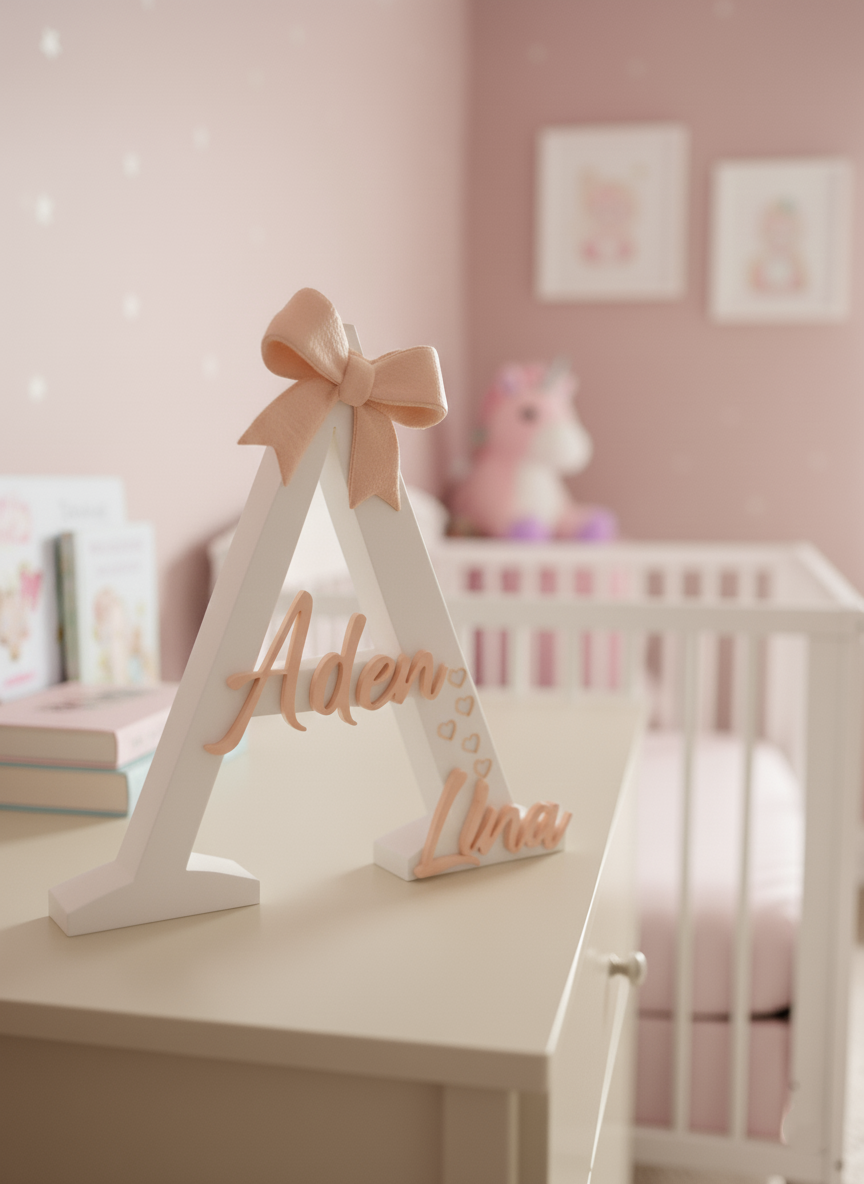 Kişiselleştirabilir İsimli Baş Harf Dekorasyonu - Özel Yapım Bebek ve Çocuk Odası Süsü