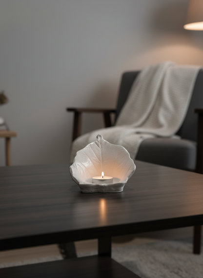 Yaprak Tasarımlı Taş Mumluk